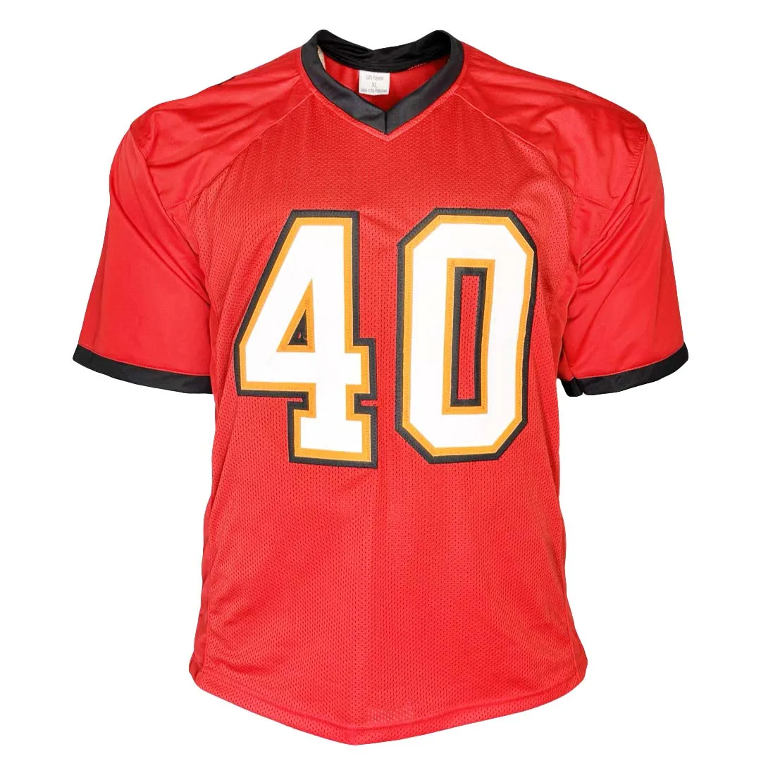 Mike Alstott Signed Tampa Bay Red Football Jersey (Beckett)