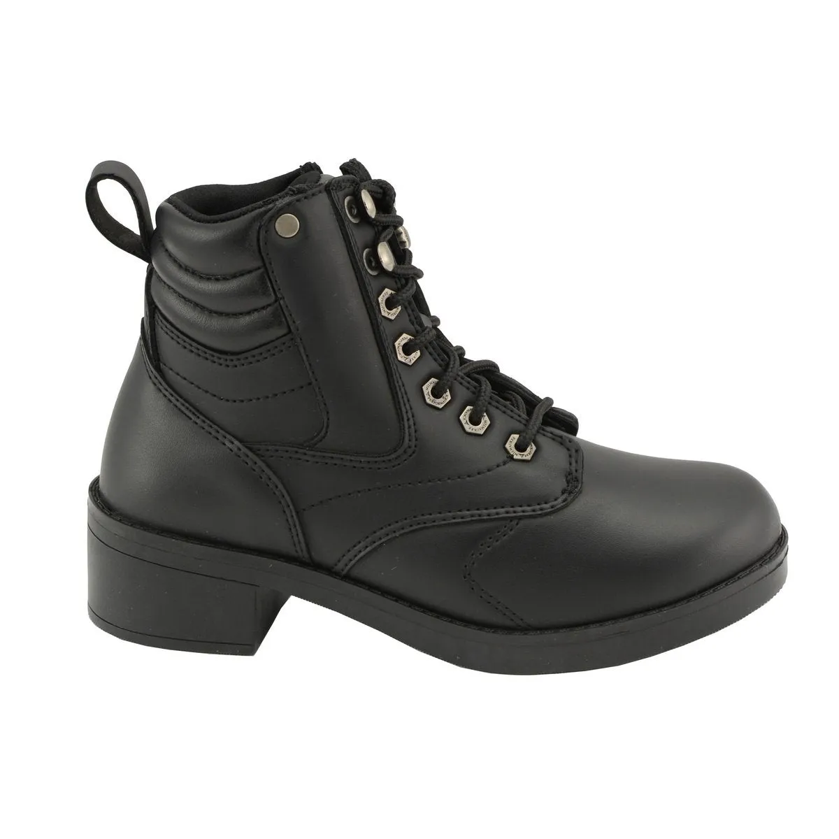 Milwaukee Leather MBK9275 Boys Black Lace-Up Boots with Side Zipper Entry