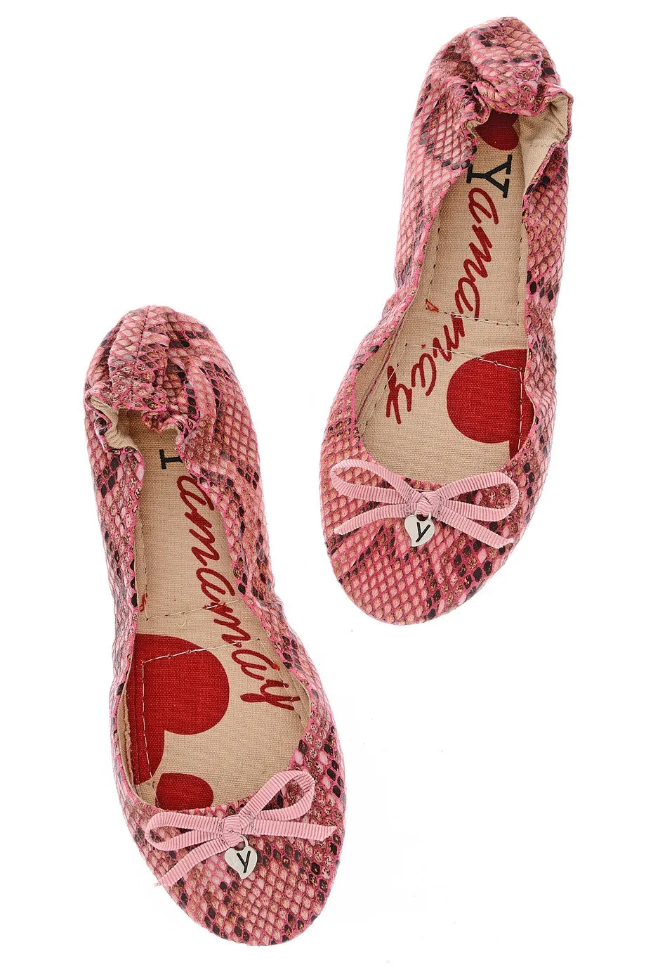 MIRIAM Pink Snakeprint Ballerinas