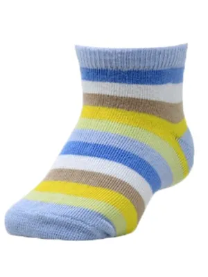 Mustang Kids Ankle Length Socks: Cutie Saurus- White& Blue