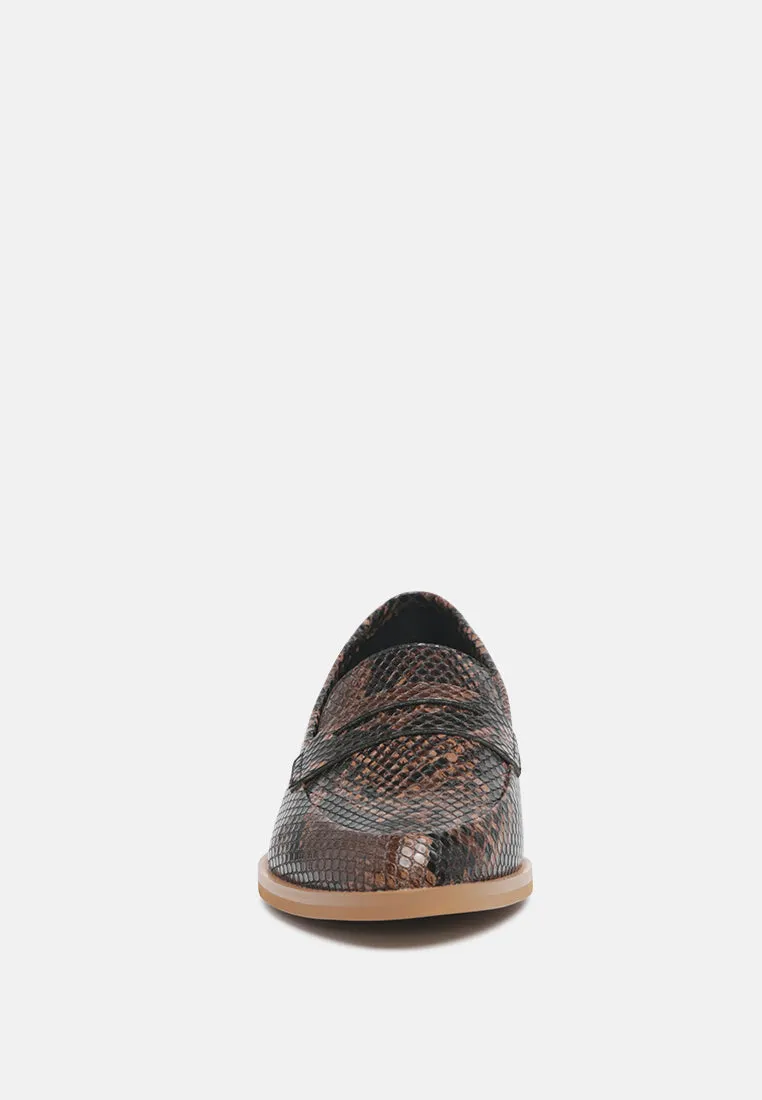 Nadia Snake Textured Loafers