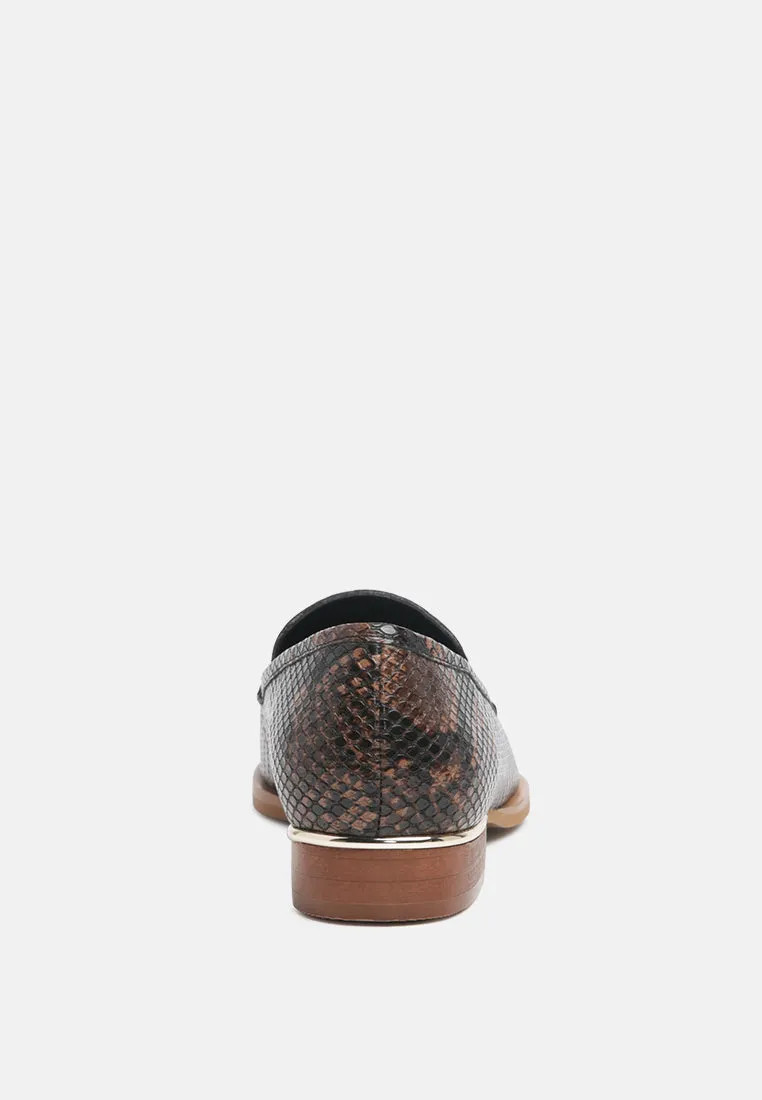 Nadia Snake Textured Loafers