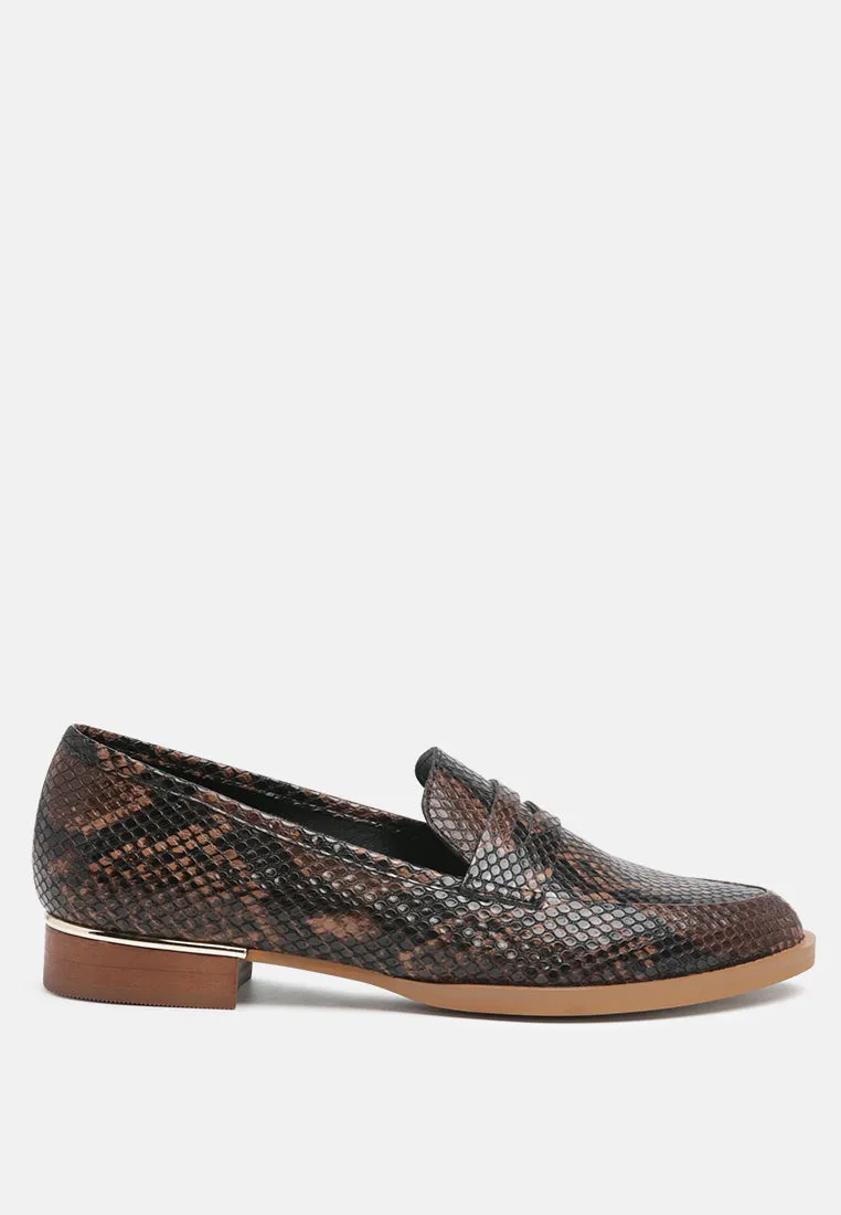 Nadia Snake Textured Loafers