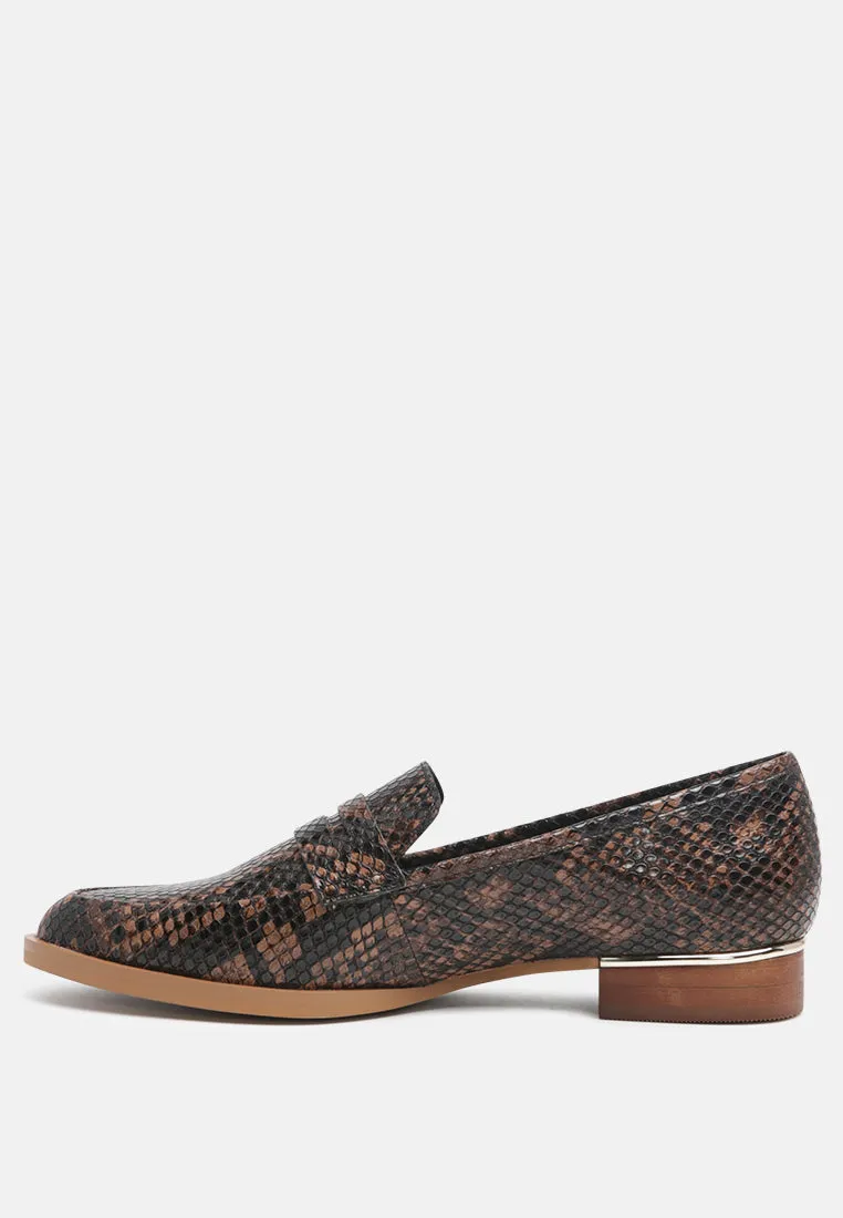 Nadia Snake Textured Loafers