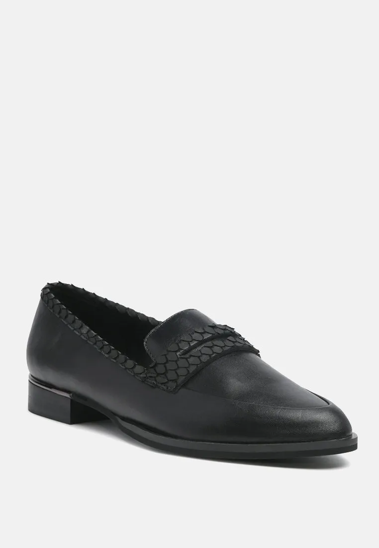 Nadia Snake Textured Loafers