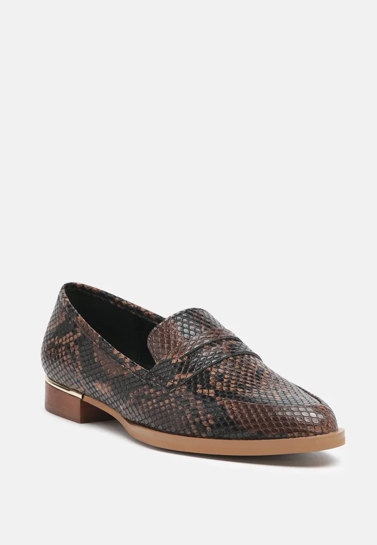 Nadia Snake Textured Loafers