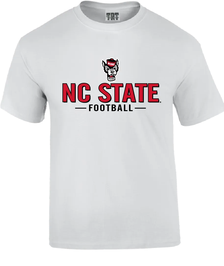 NC State Wolfpack White Wolfhead Football T-Shirt