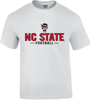 NC State Wolfpack White Wolfhead Football T-Shirt