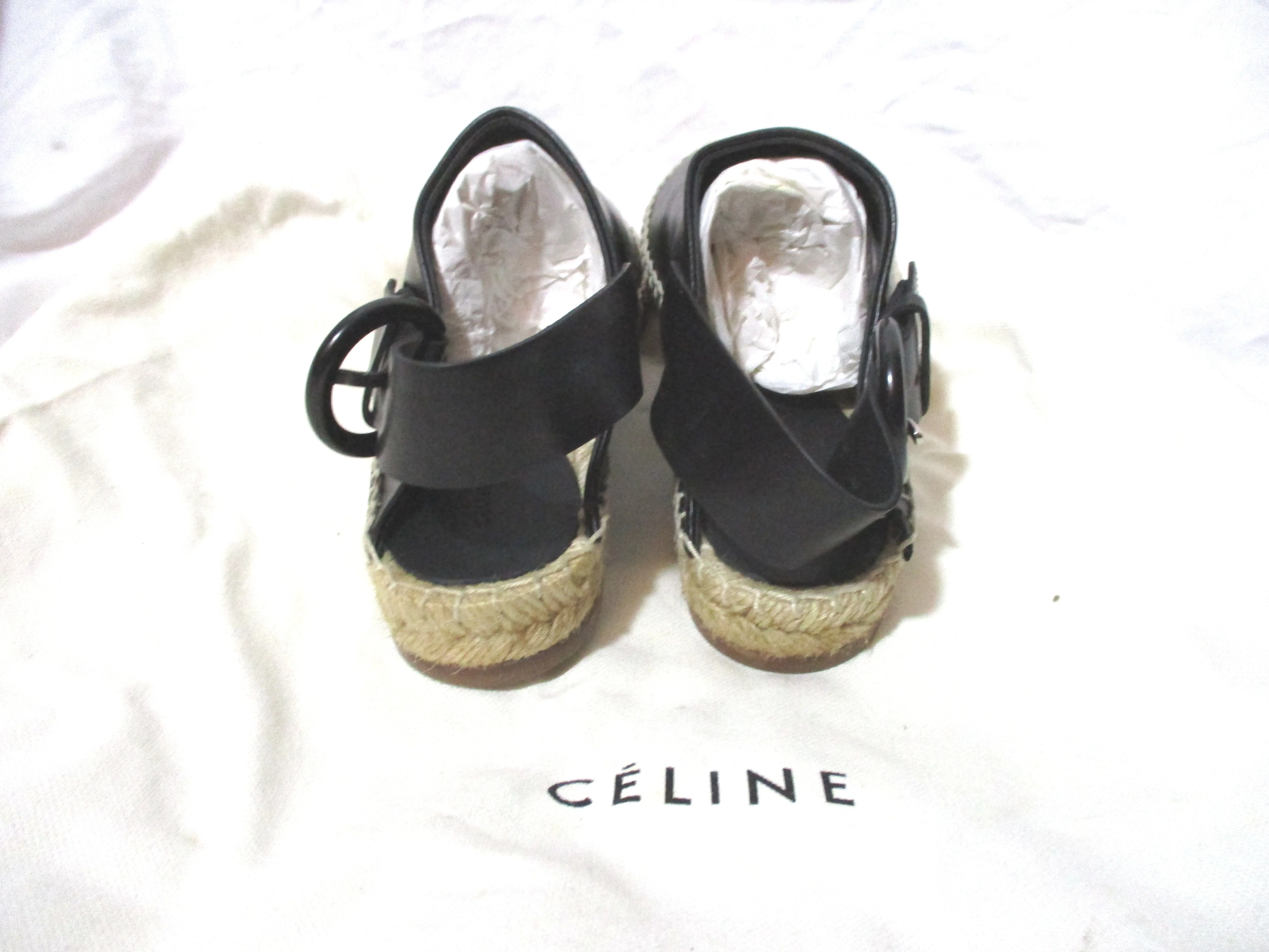 NEW CELINE PARIS SLIPPER LOAFER Leather Moc Shoe 36 BLACK Espadrille