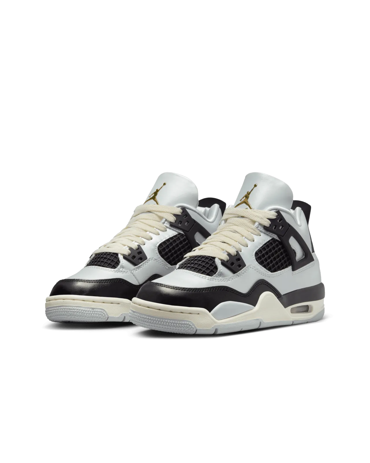 Nike Kids' Air Jordan 4 Retro Gs Shoes - Pure Platinum / Metallic Gold / Black / Sail