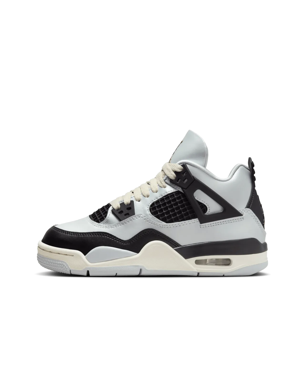 Nike Kids' Air Jordan 4 Retro Gs Shoes - Pure Platinum / Metallic Gold / Black / Sail