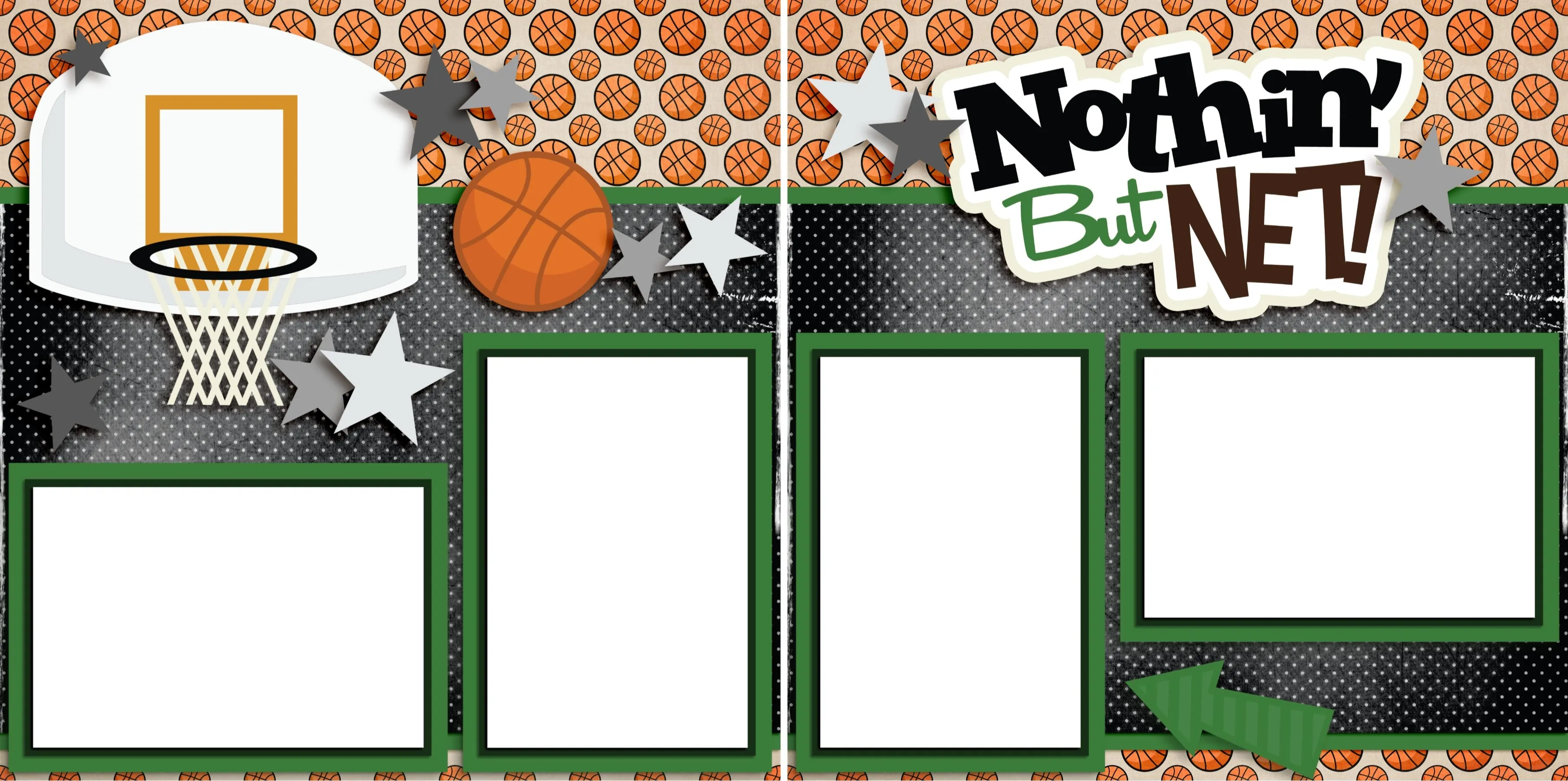 Nothin But Net Green - Digital Scrapbook Pages - INSTANT DOWNLOAD