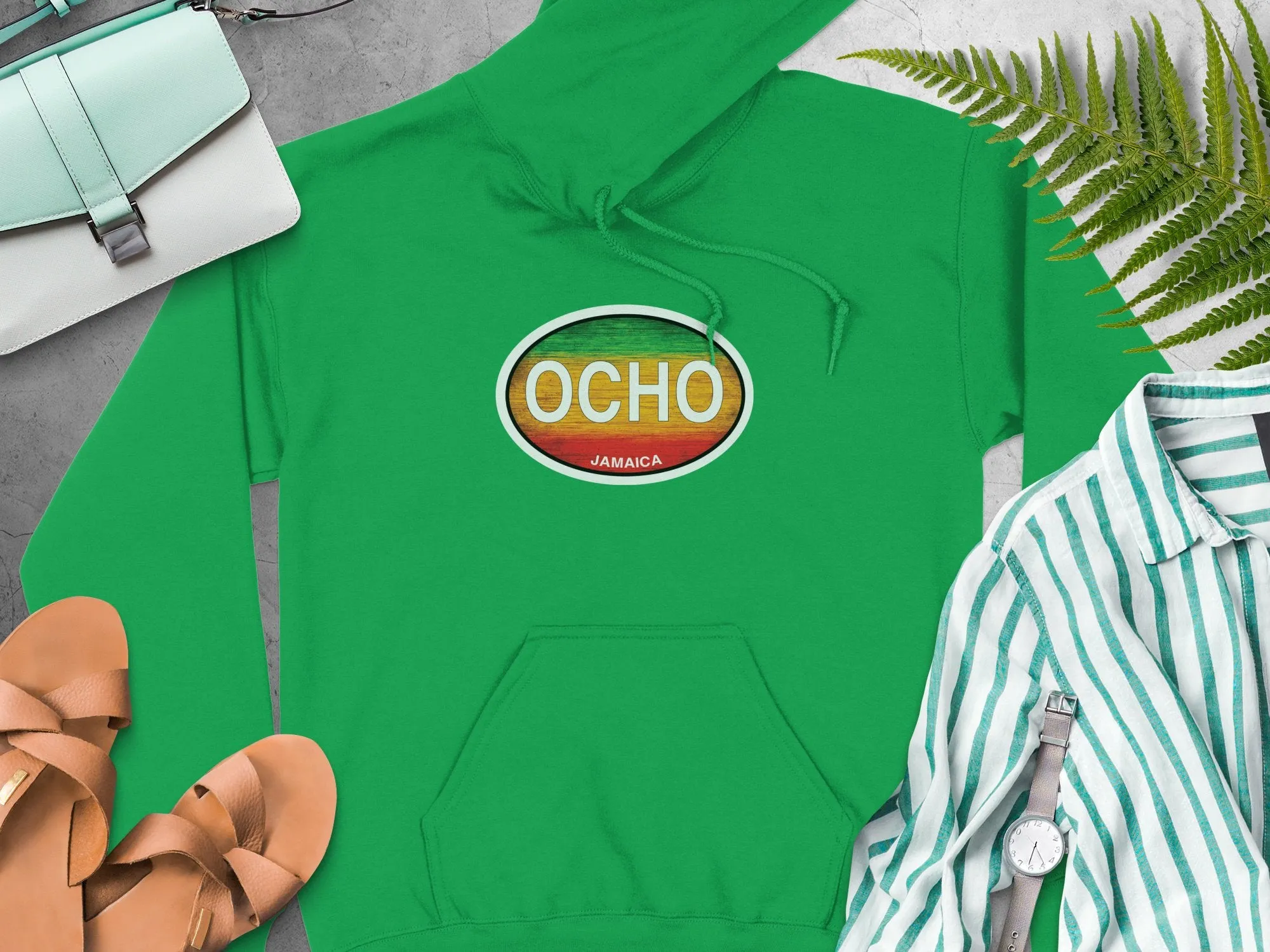 Ocho Rios Rasta Oval Rasta Logo Vacation Travel Hoodie Gift Souvenir