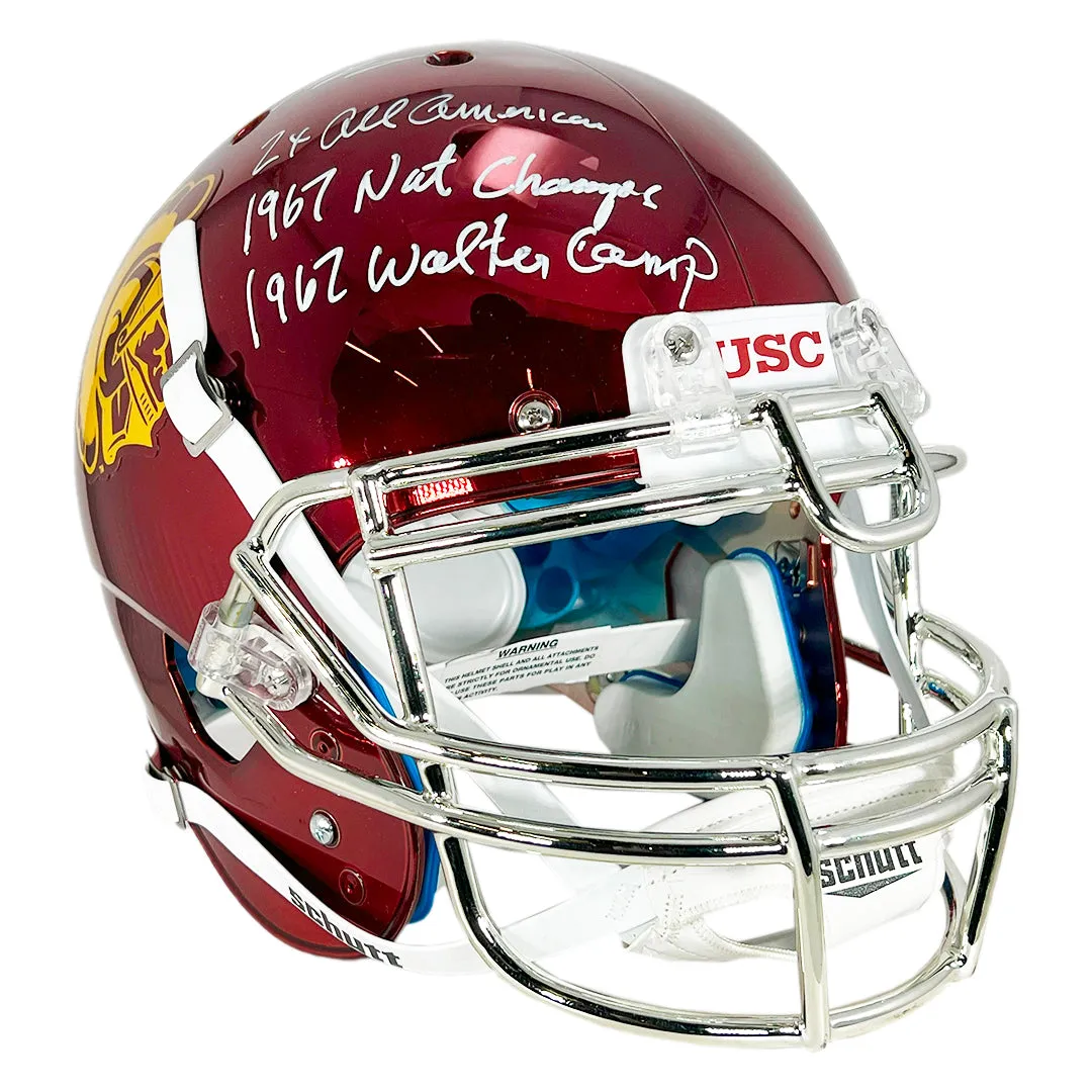 OJ Simpson Signed Three Inscription USC Trojans Chrome Full-Size Schutt Football Helmet (JSA)