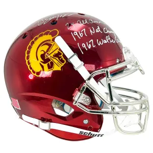 OJ Simpson Signed Three Inscription USC Trojans Chrome Full-Size Schutt Football Helmet (JSA)