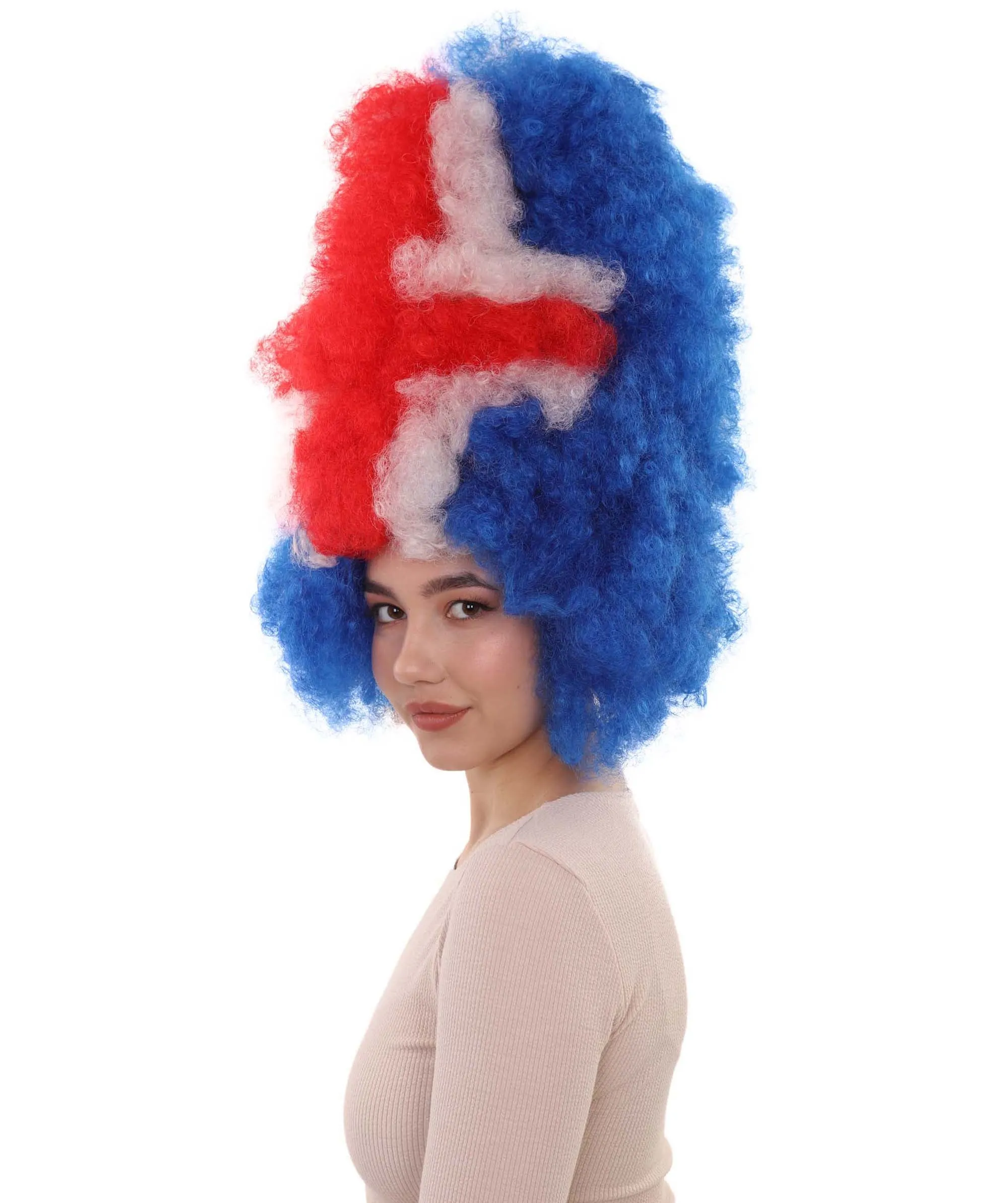 Patriote Flag Sport Party Jumbo Afro Wig | Premium Breathable Capless Cap