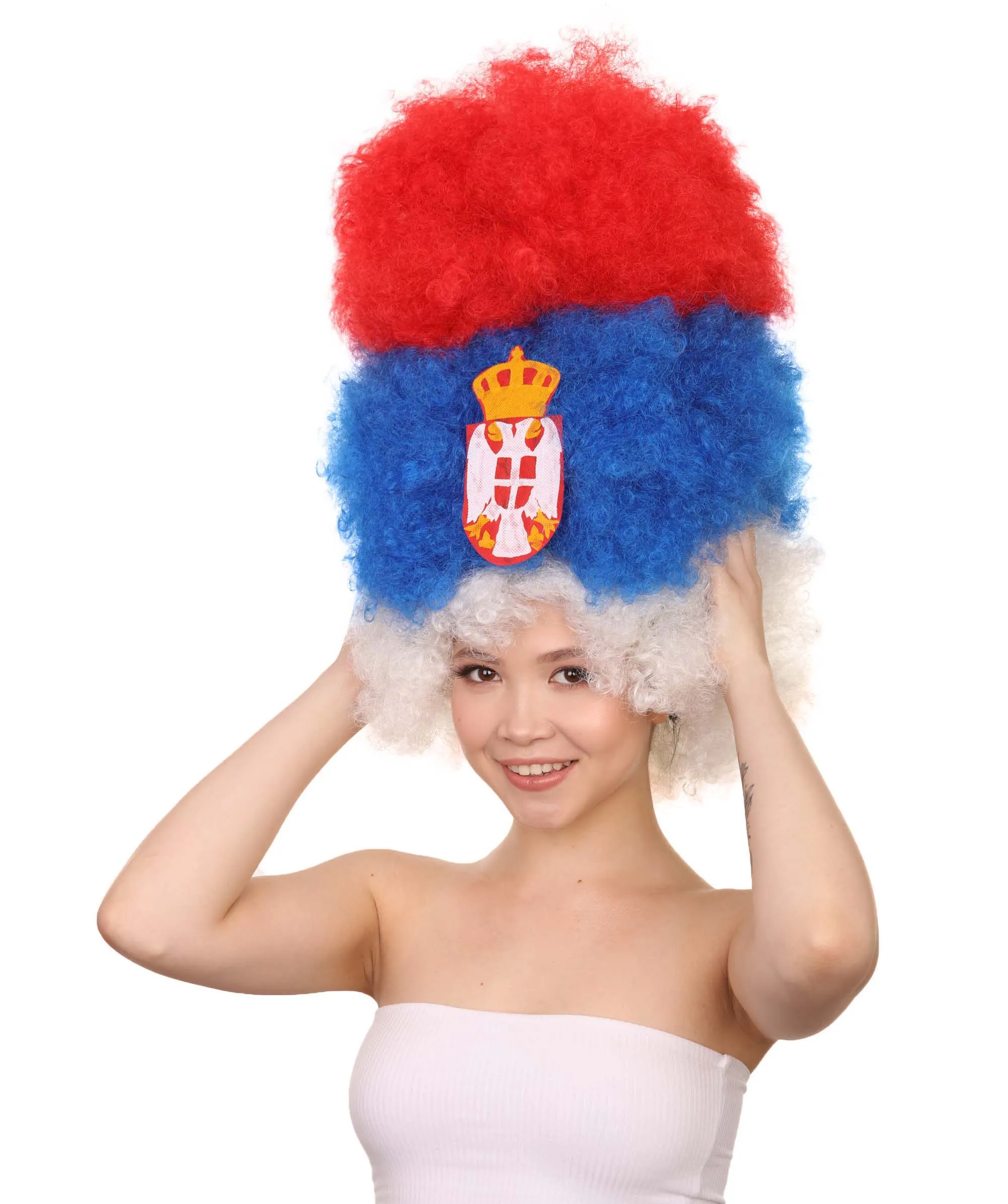 Patriote Flag Sport Party Jumbo Afro Wig | Premium Breathable Capless Cap