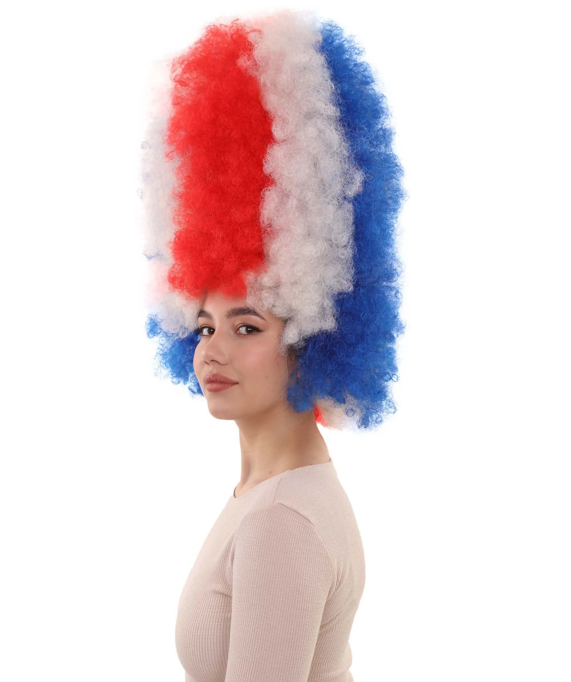 Patriote Flag Sport Party Jumbo Afro Wig | Premium Breathable Capless Cap