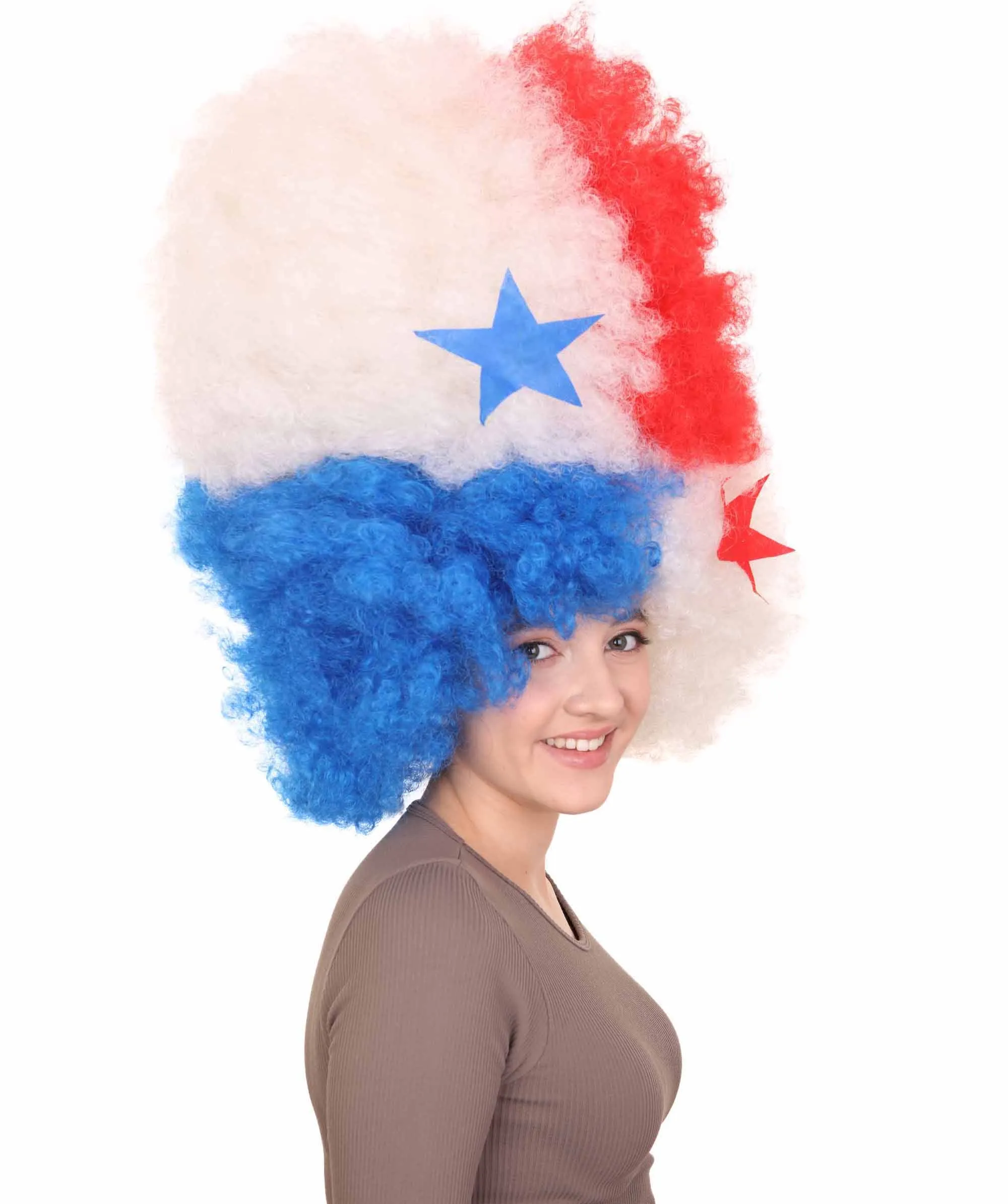 Patriote Flag Sport Party Jumbo Afro Wig | Premium Breathable Capless Cap