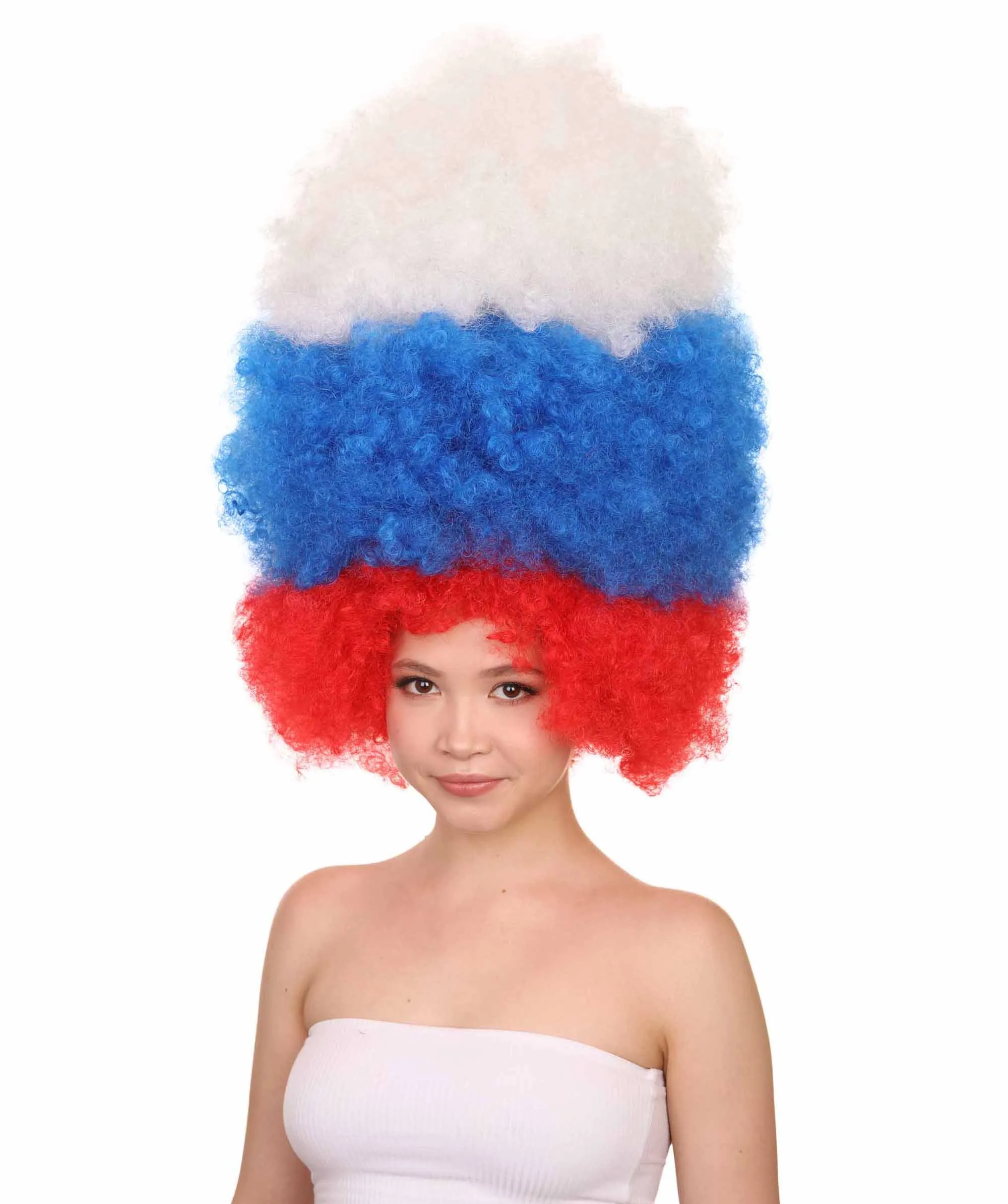 Patriote Flag Sport Party Jumbo Afro Wig | Premium Breathable Capless Cap