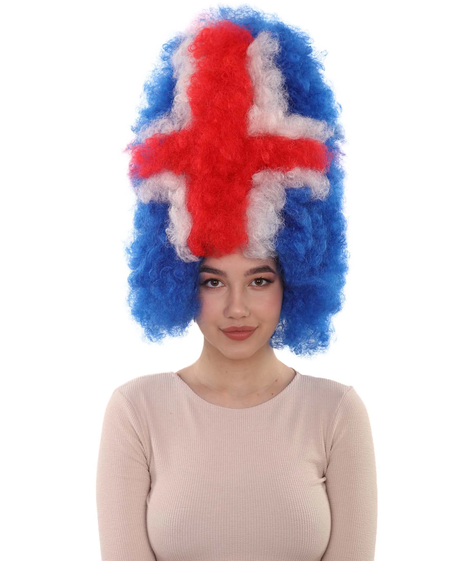 Patriote Flag Sport Party Jumbo Afro Wig | Premium Breathable Capless Cap