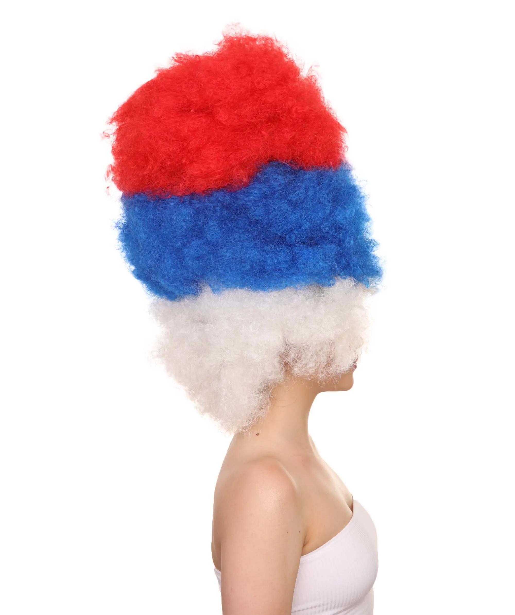 Patriote Flag Sport Party Jumbo Afro Wig | Premium Breathable Capless Cap