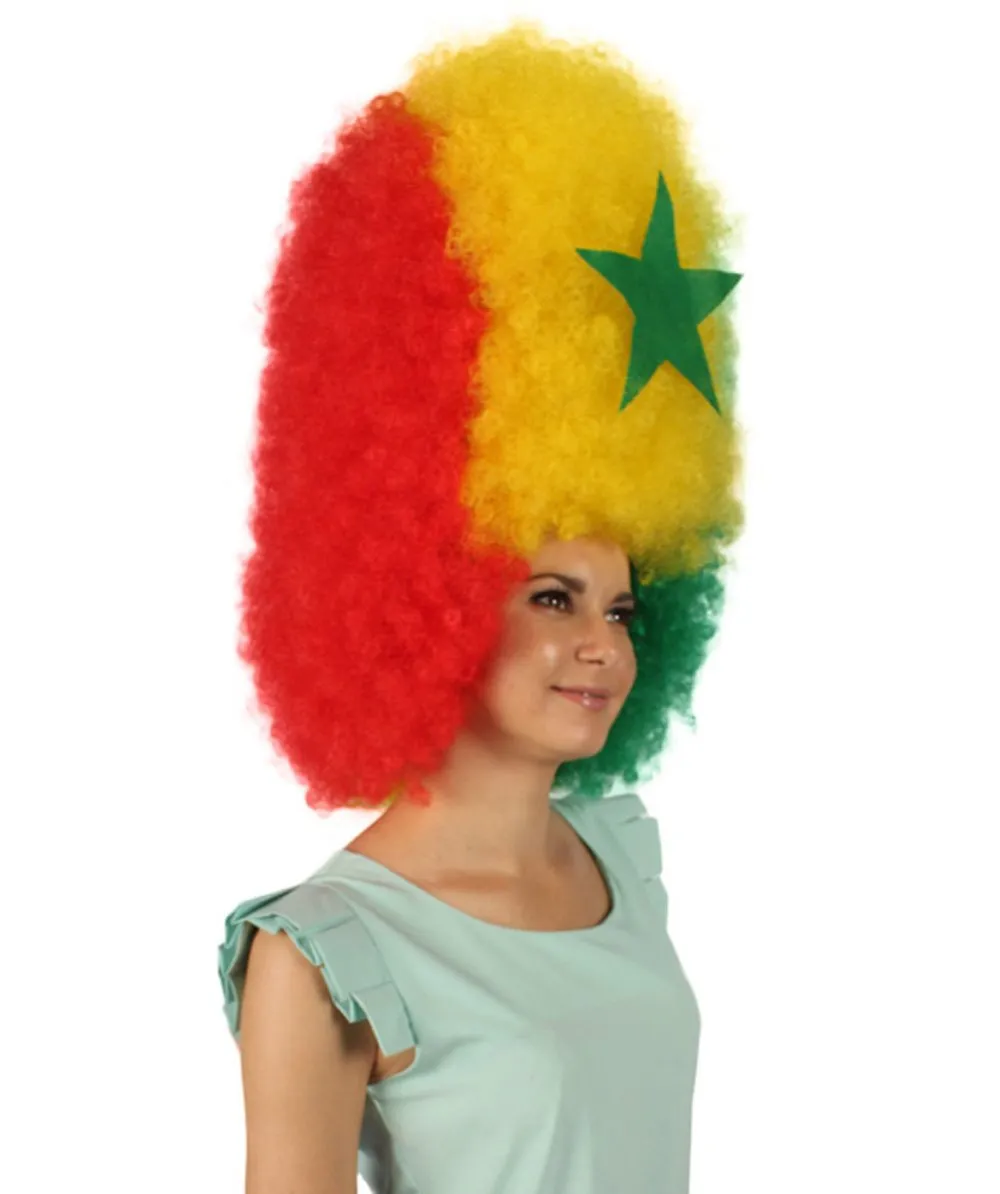 Patriote Flag Sport Party Jumbo Afro Wig | Premium Breathable Capless Cap