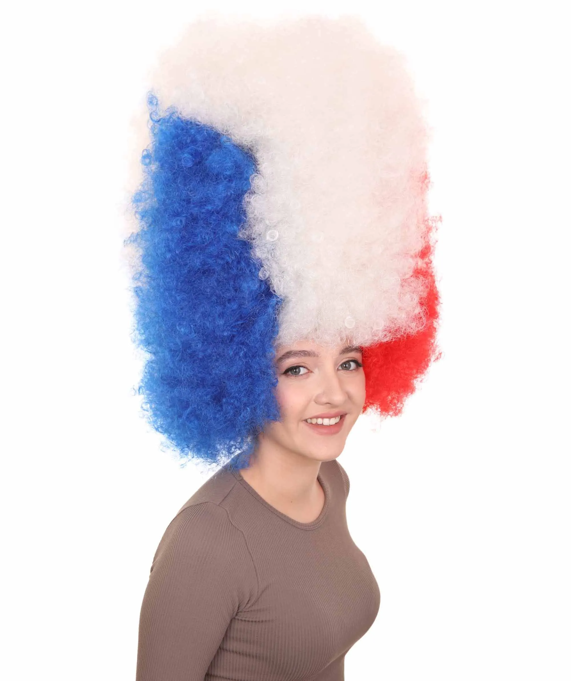 Patriote Flag Sport Party Jumbo Afro Wig | Premium Breathable Capless Cap