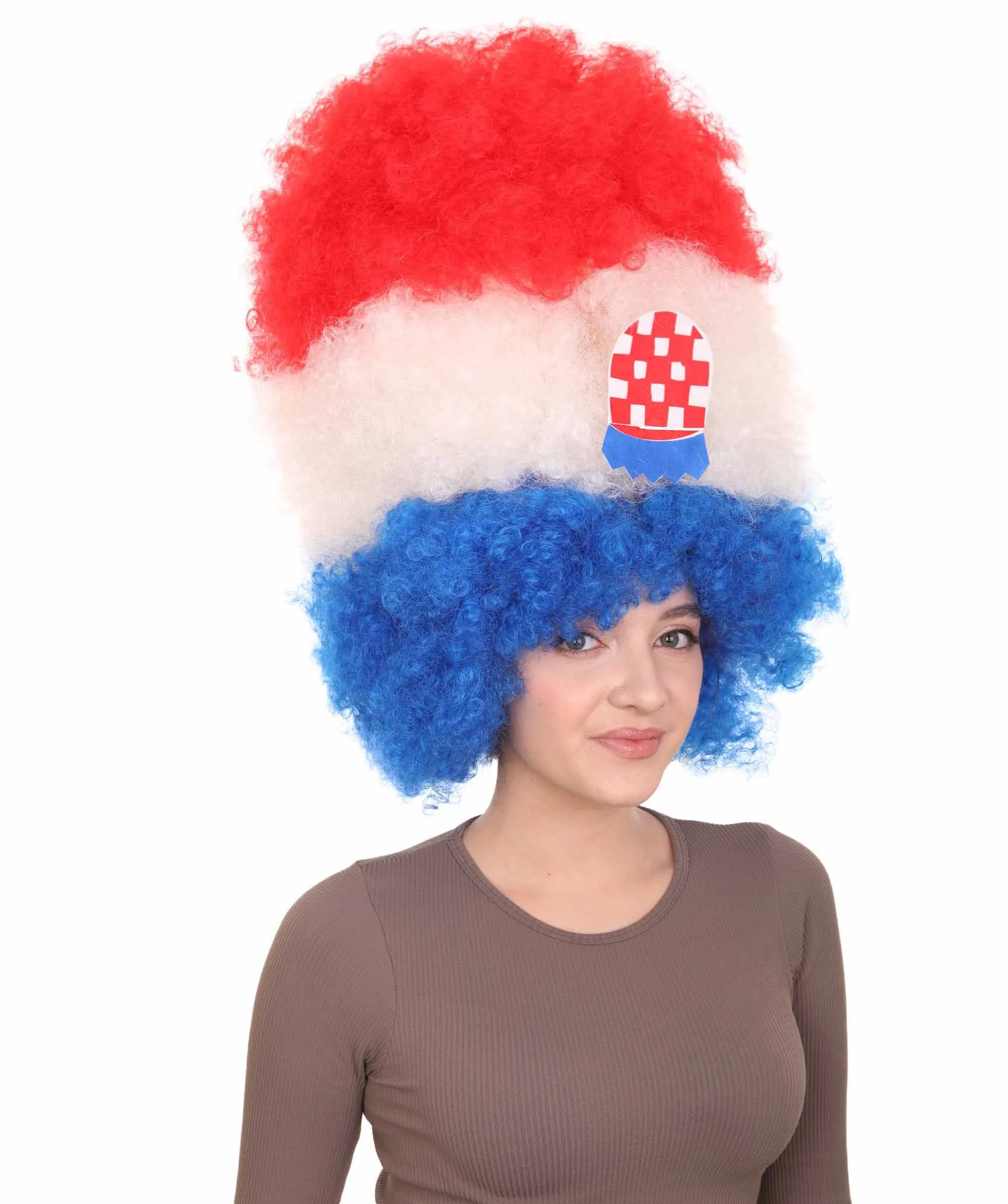 Patriote Flag Sport Party Jumbo Afro Wig | Premium Breathable Capless Cap