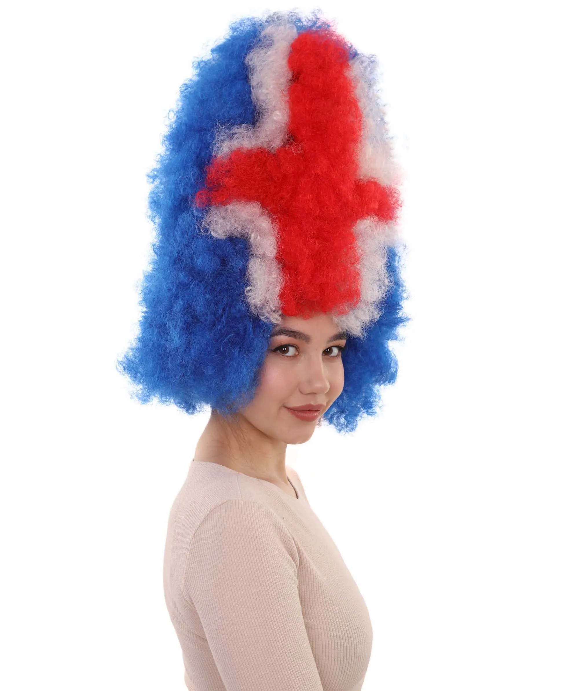 Patriote Flag Sport Party Jumbo Afro Wig | Premium Breathable Capless Cap