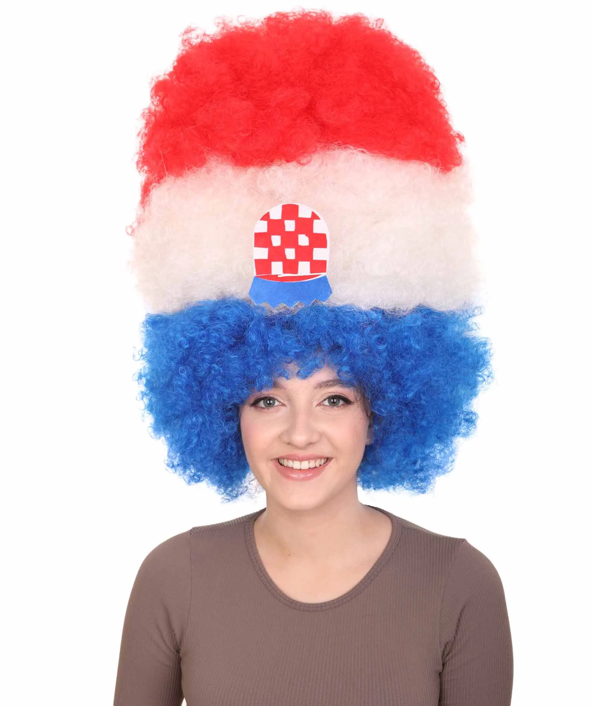 Patriote Flag Sport Party Jumbo Afro Wig | Premium Breathable Capless Cap