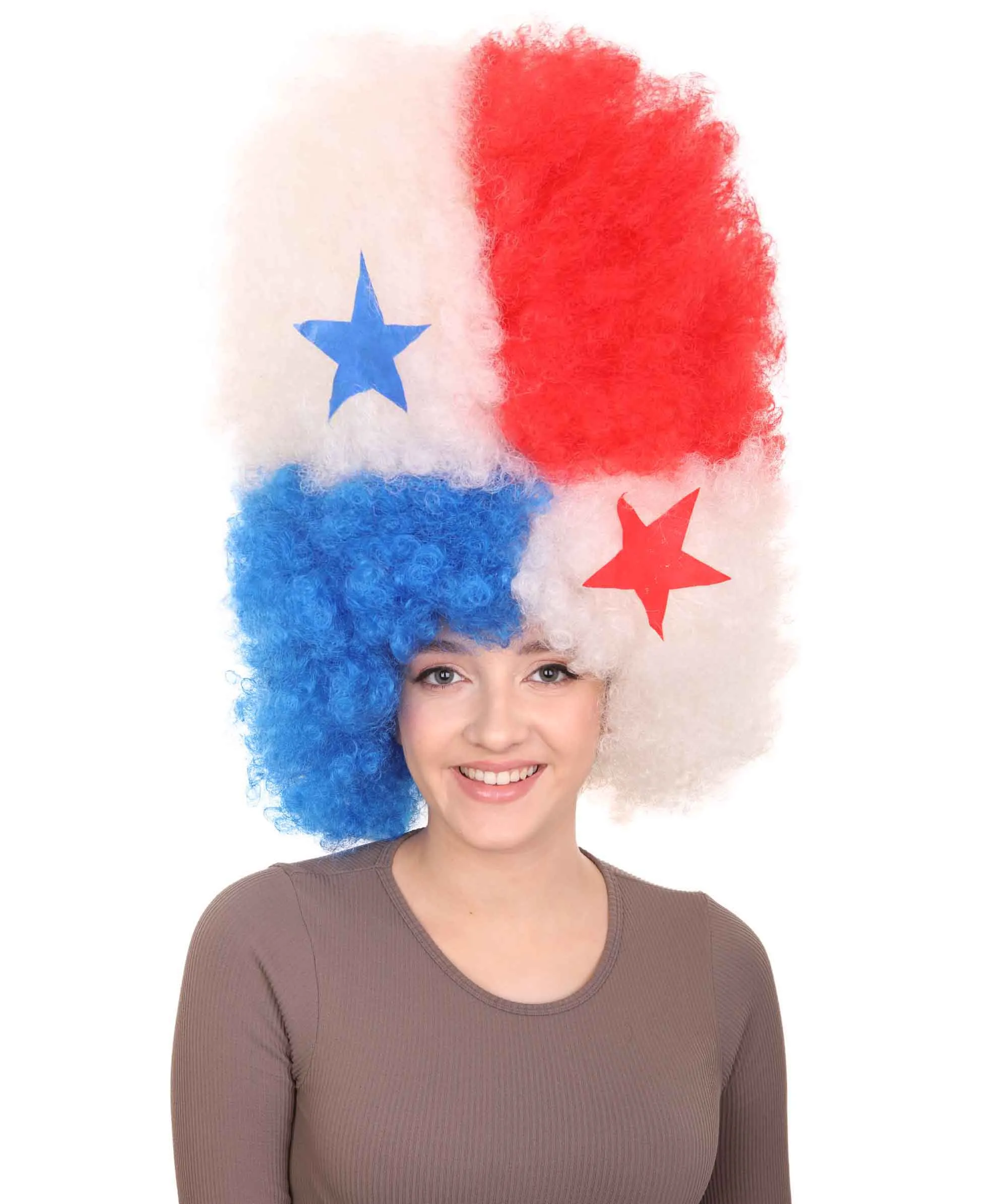 Patriote Flag Sport Party Jumbo Afro Wig | Premium Breathable Capless Cap