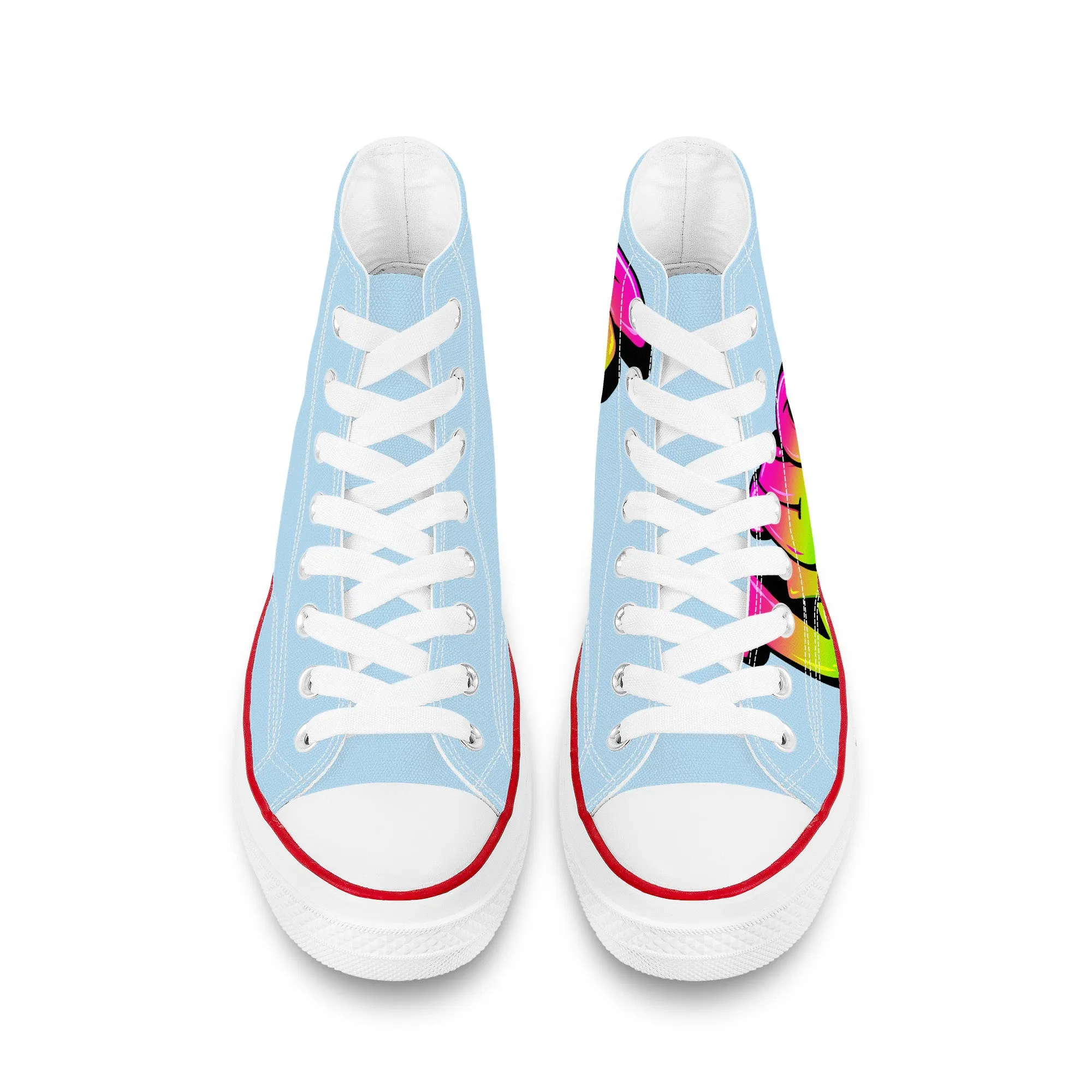 Personalize Graffiti Style Letters- High Top Canvas Shoes - White