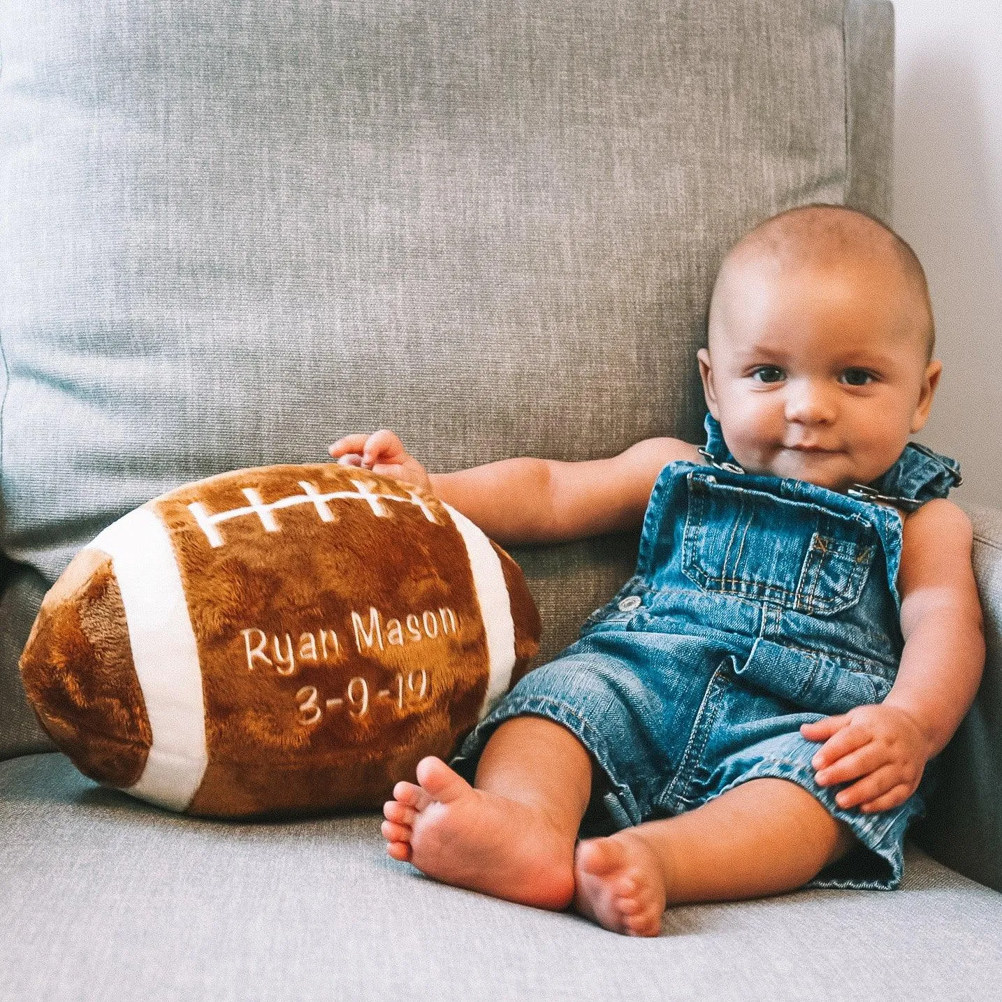 Personalized Basic Birth Date Plush Football