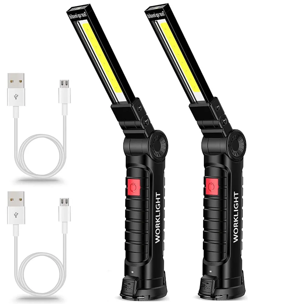 Portable COB LED Flashlight USB Rechargeable