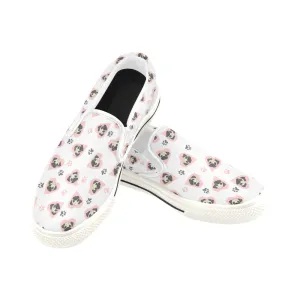 Pug heart 2 Women's Slip-on Canvas Shoes