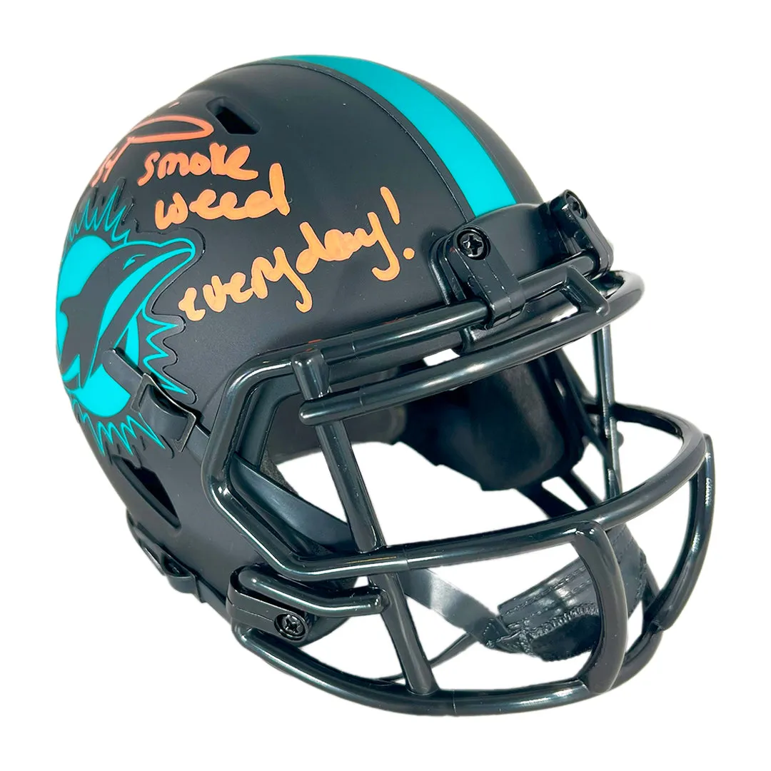 Ricky Williams Signed Smoke Weed Everyday Inscription Miami Dolphins Eclipse Mini Football Helmet (Beckett)