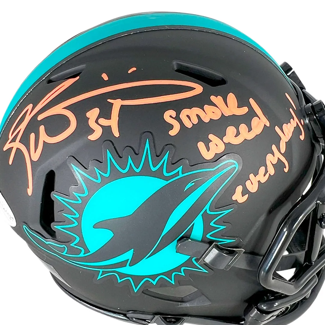 Ricky Williams Signed Smoke Weed Everyday Inscription Miami Dolphins Eclipse Mini Football Helmet (Beckett)