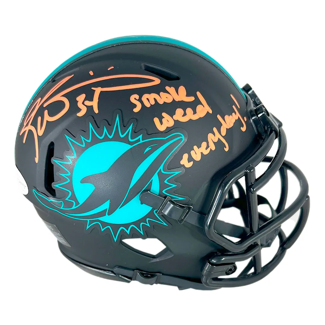 Ricky Williams Signed Smoke Weed Everyday Inscription Miami Dolphins Eclipse Mini Football Helmet (Beckett)