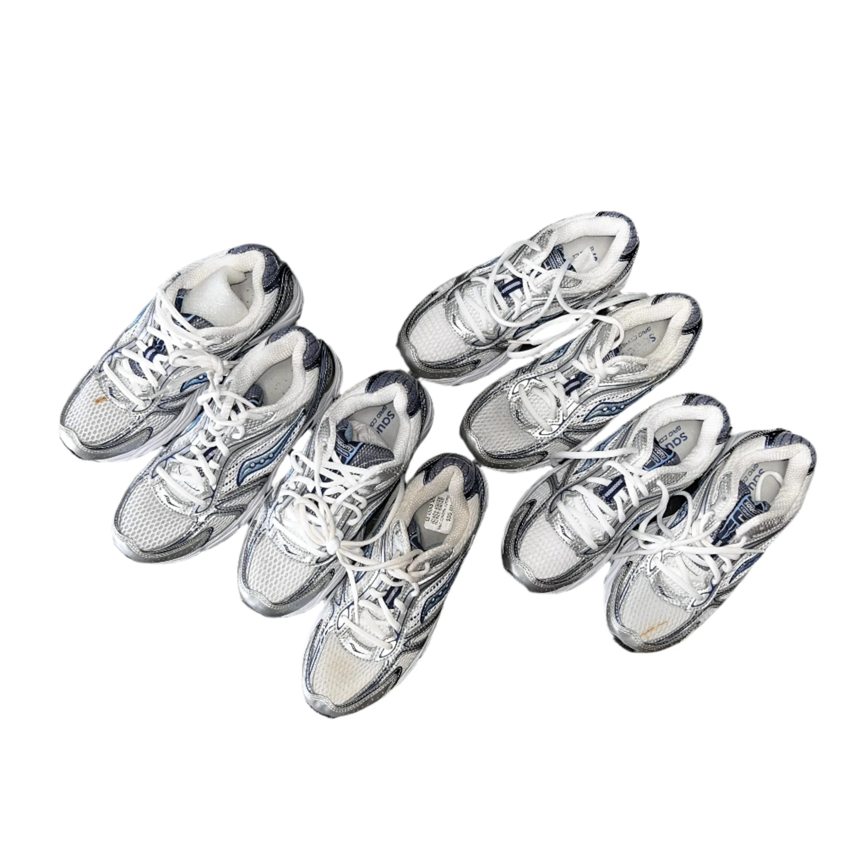 SAUCONY Women's Grid Cohesion 4 - White/Silver/Blue- Running Shoe