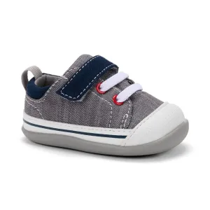 See Kai Run Stevie II First Walker Sneakers - Grey/Navy