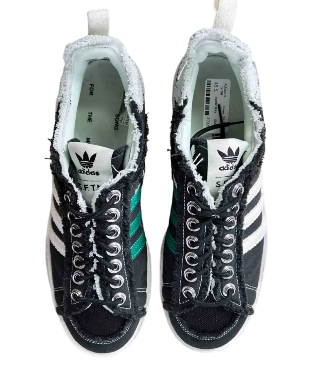 Size 45.5 | Adidas x SFTM Black White and Green Sneakers