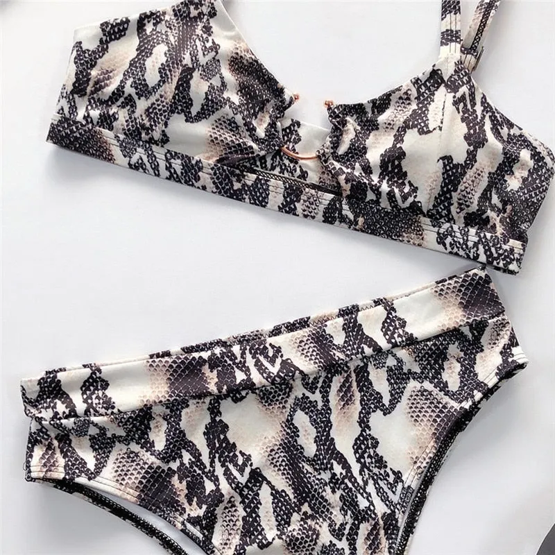 Snake Print Micro High-Waist Bikini