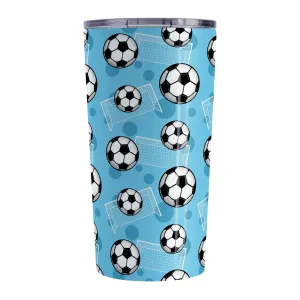 Soccer Ball and Goal Pattern Blue Tumbler Cup