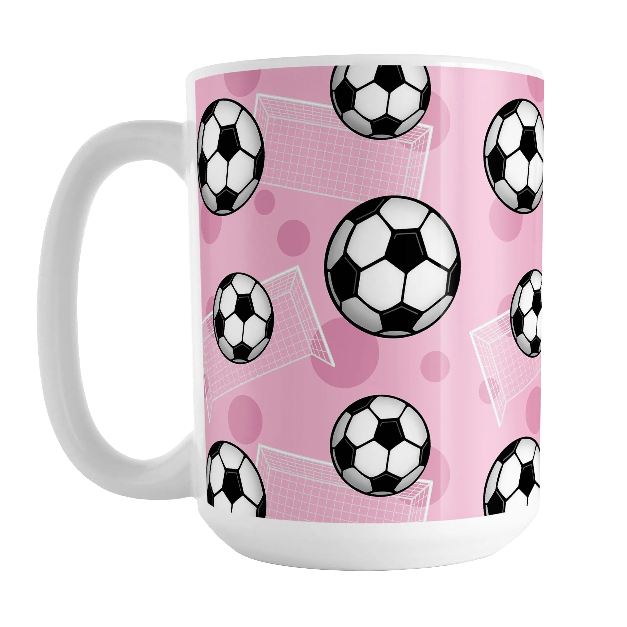 Soccer Ball and Goal Pattern Pink Mug