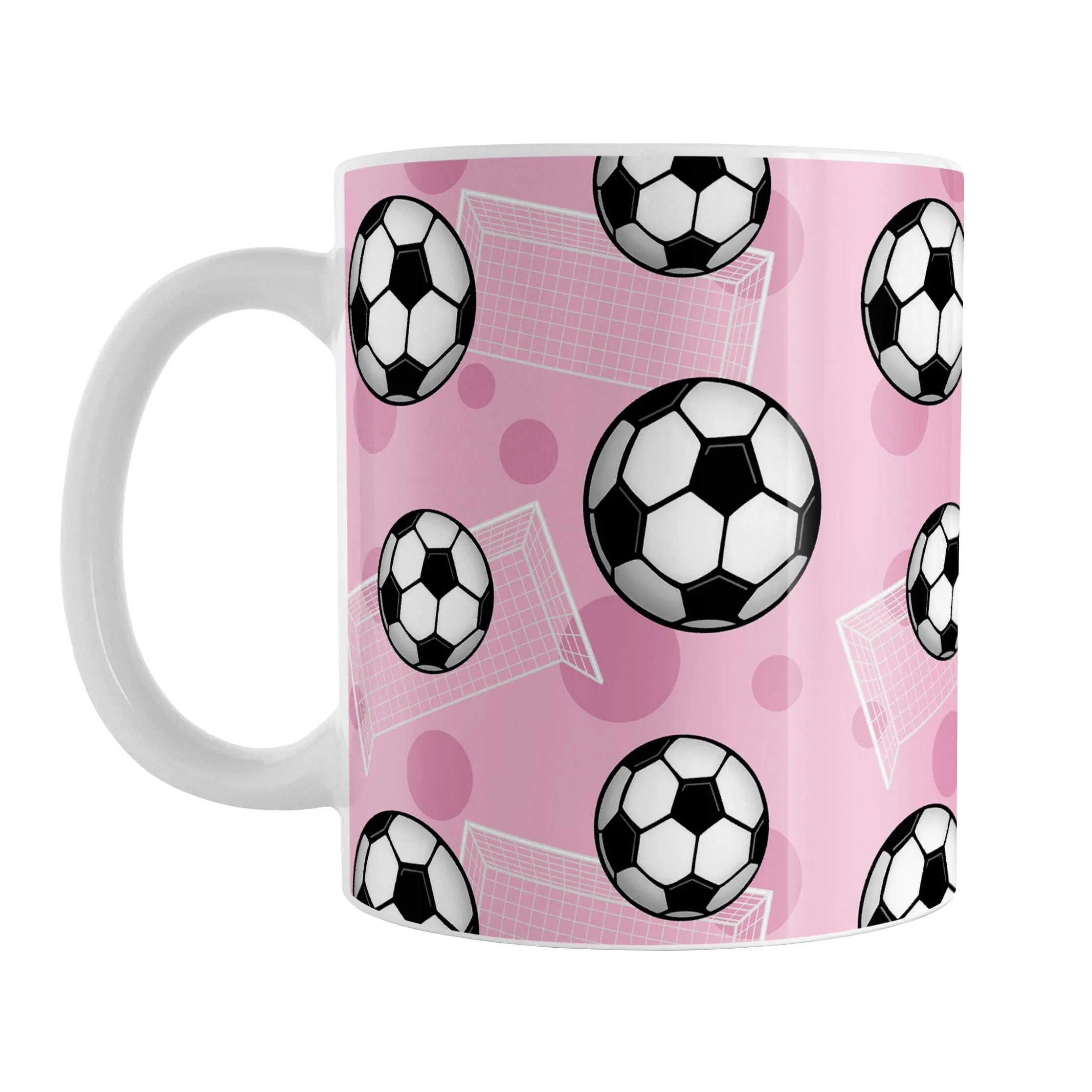 Soccer Ball and Goal Pattern Pink Mug