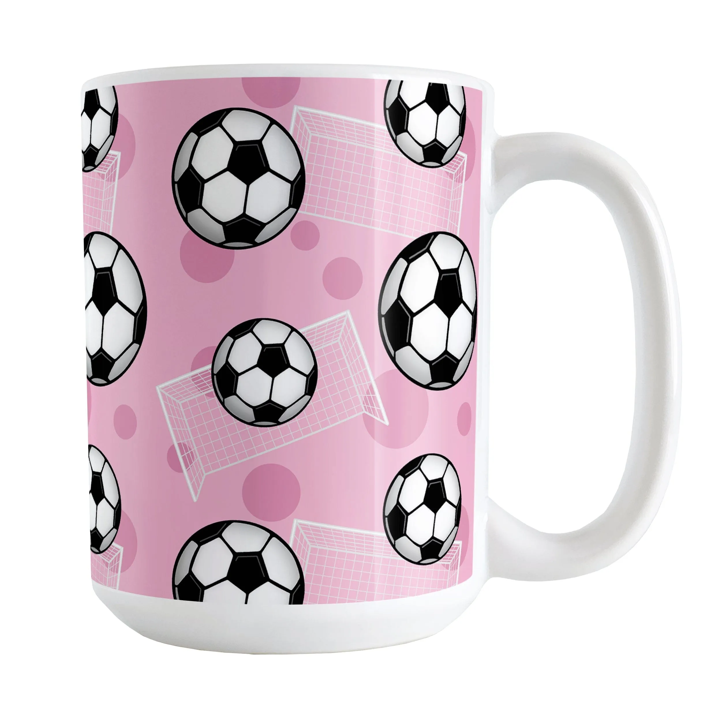 Soccer Ball and Goal Pattern Pink Mug