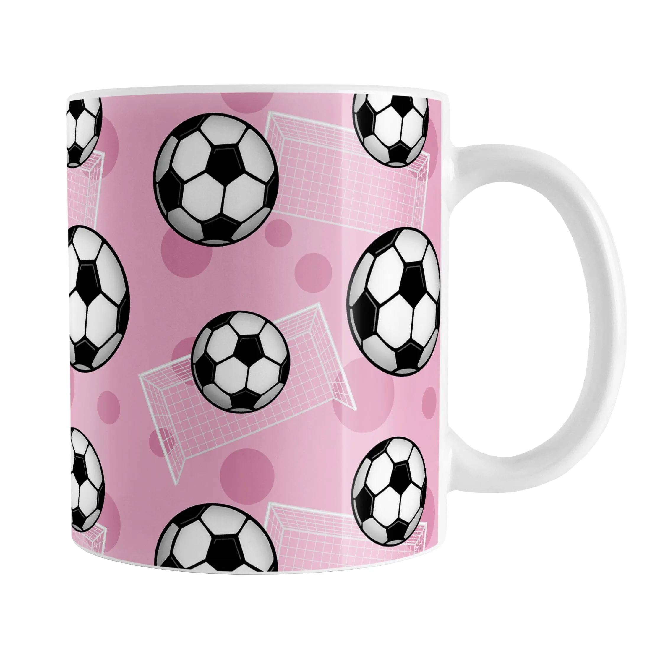 Soccer Ball and Goal Pattern Pink Mug