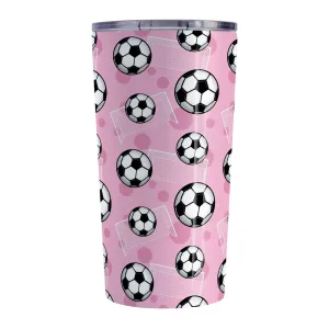 Soccer Ball and Goal Pattern Pink Tumbler Cup