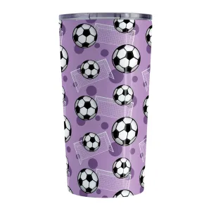 Soccer Ball and Goal Pattern Purple Tumbler Cup